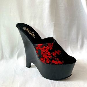 New Sexy Heels Platform Mandarin Geisha Red Black